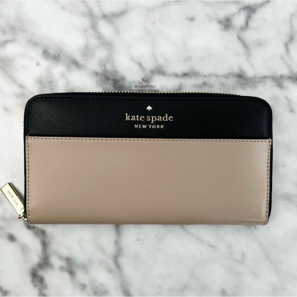 Kate Spade Staci Colorblock Large Satchel & Large Continental Wallet Warm Beige - Picture 13 of 16